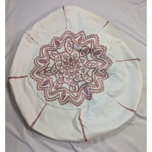 Morocco Dream Handmade Ottoman Cover - White/Cream And Pink